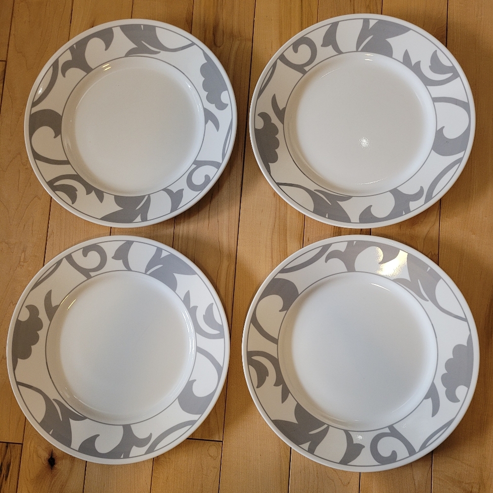 4 Corelle Muse Grey dinner plates